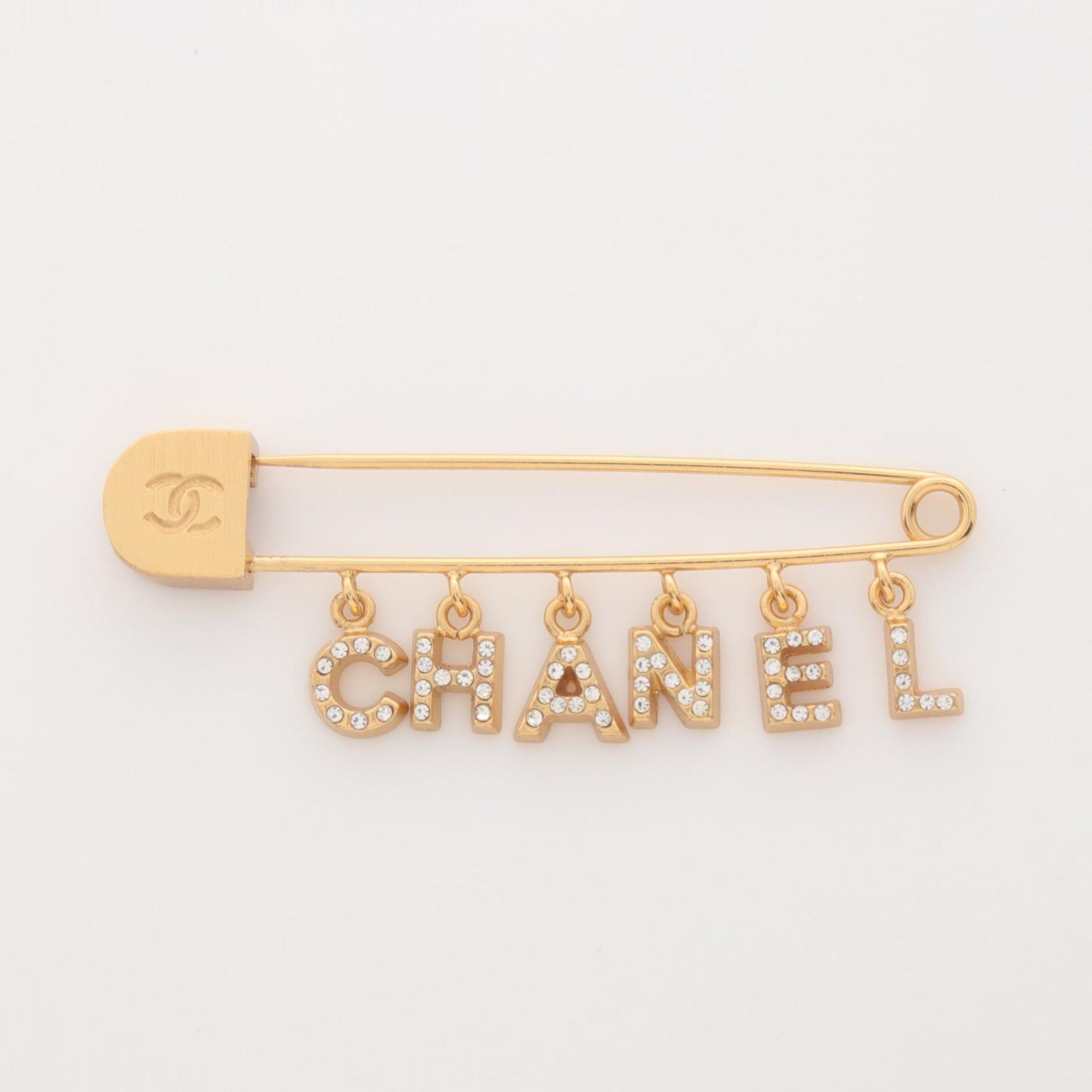 CHANEL Brooch GP (Gold Plated) Rhinestones Women's Gold 01P