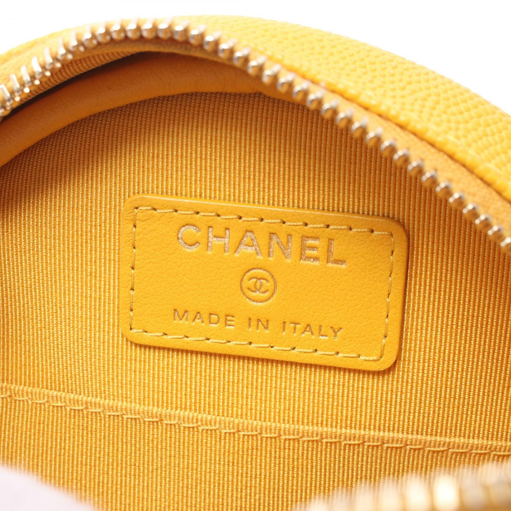 CHANEL Matelasse Classic Shoulder Bag, Caviar Skin, Women's, Yellow