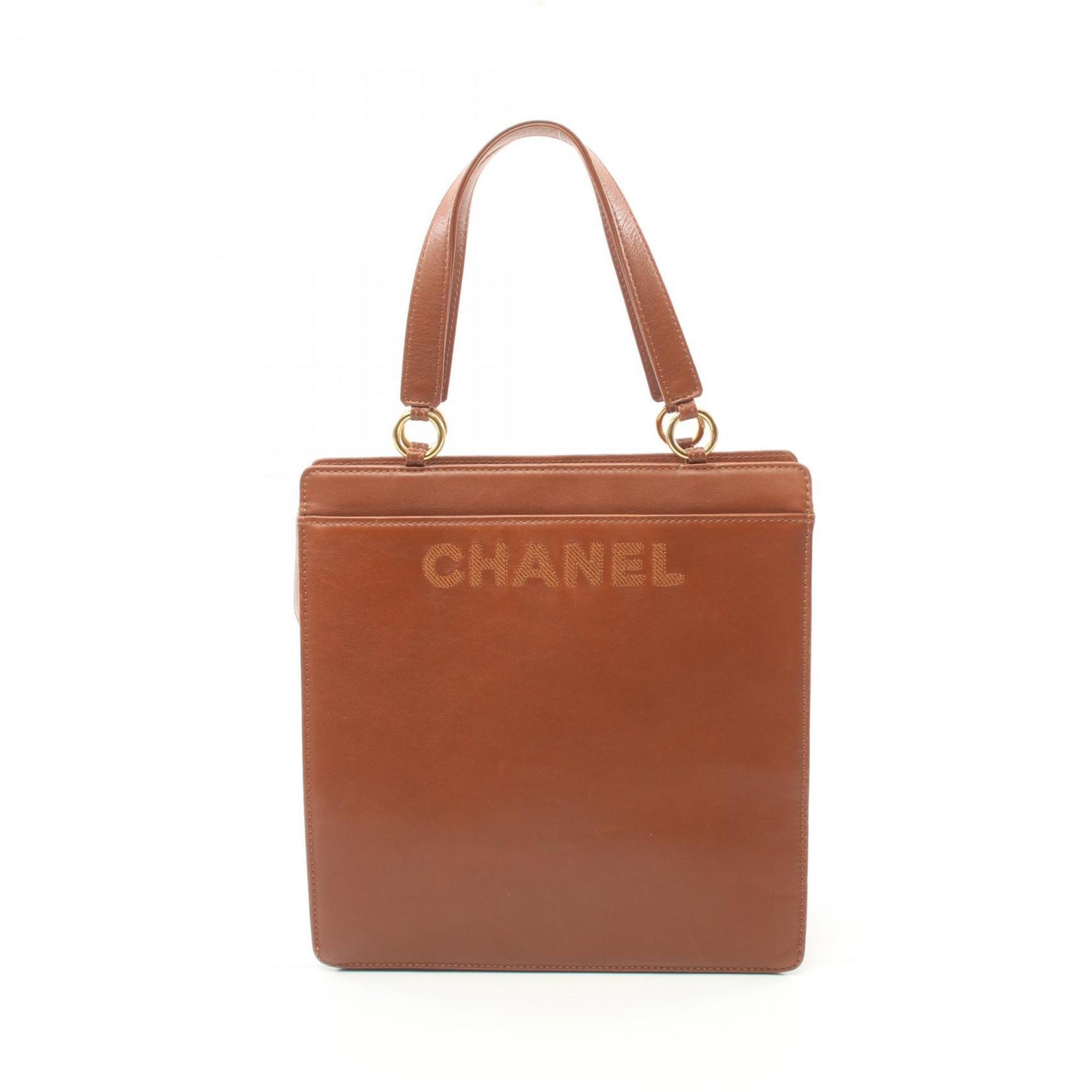 CHANEL Lambskin Tote Bag, Lambskin, Women's, Brown