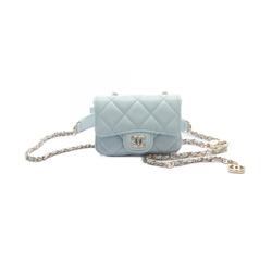 CHANEL Matelasse Belt Bag, Waist Leather, Women's, Blue, AP2427