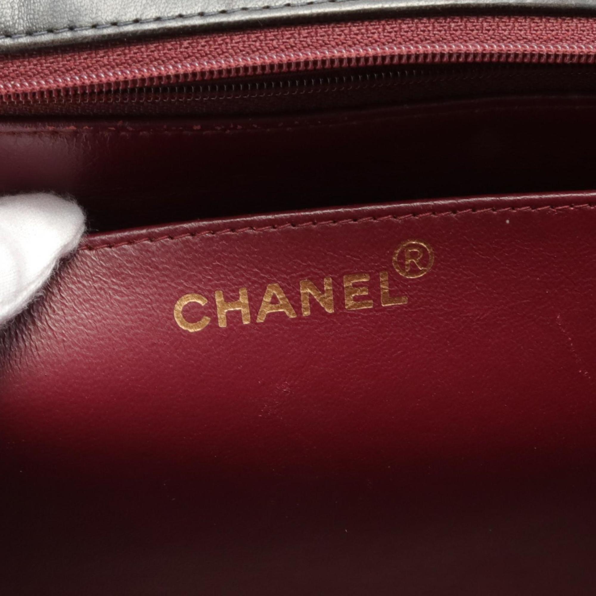 CHANEL Deca Matelasse 30 Single Flap Shoulder Bag, Lambskin, Women's, Black