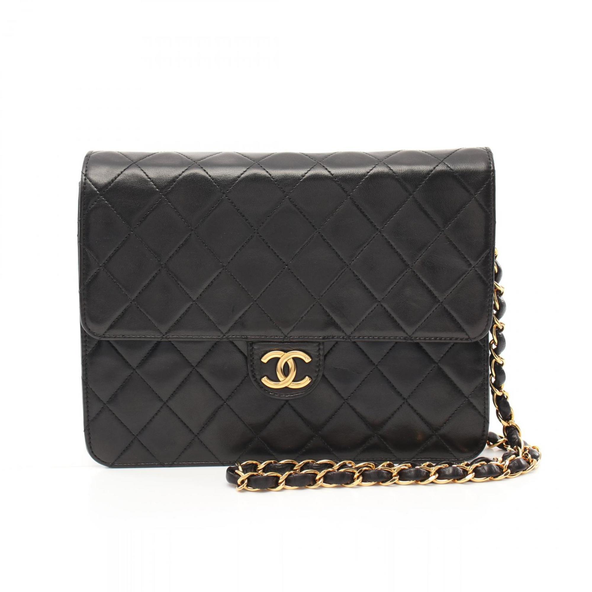 CHANEL Matelasse Push Lock Shoulder Bag, Lambskin, Women's, Black