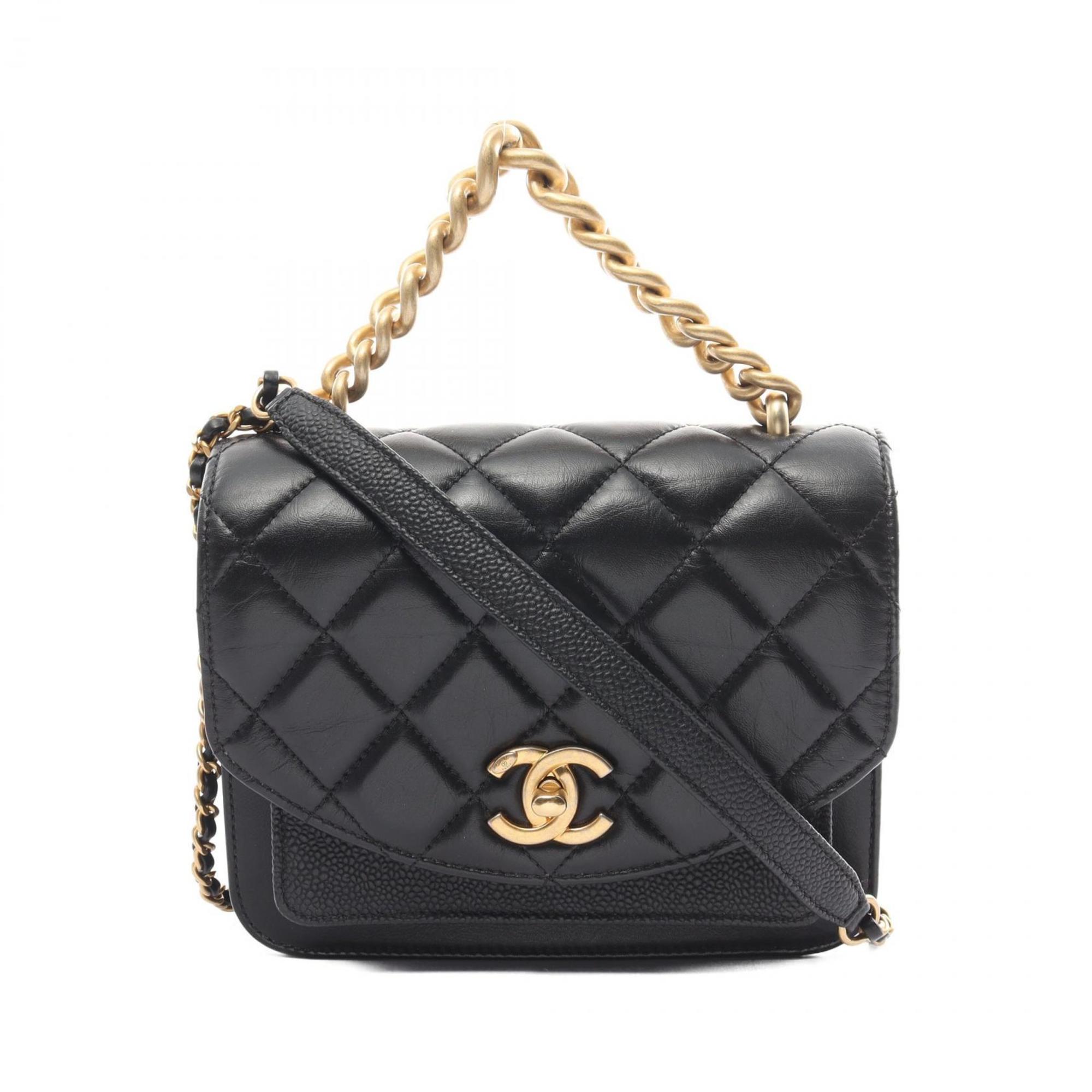 CHANEL Matelasse Shoulder Bag Leather Caviar Skin (Grained Calf) Women's Black AS0785