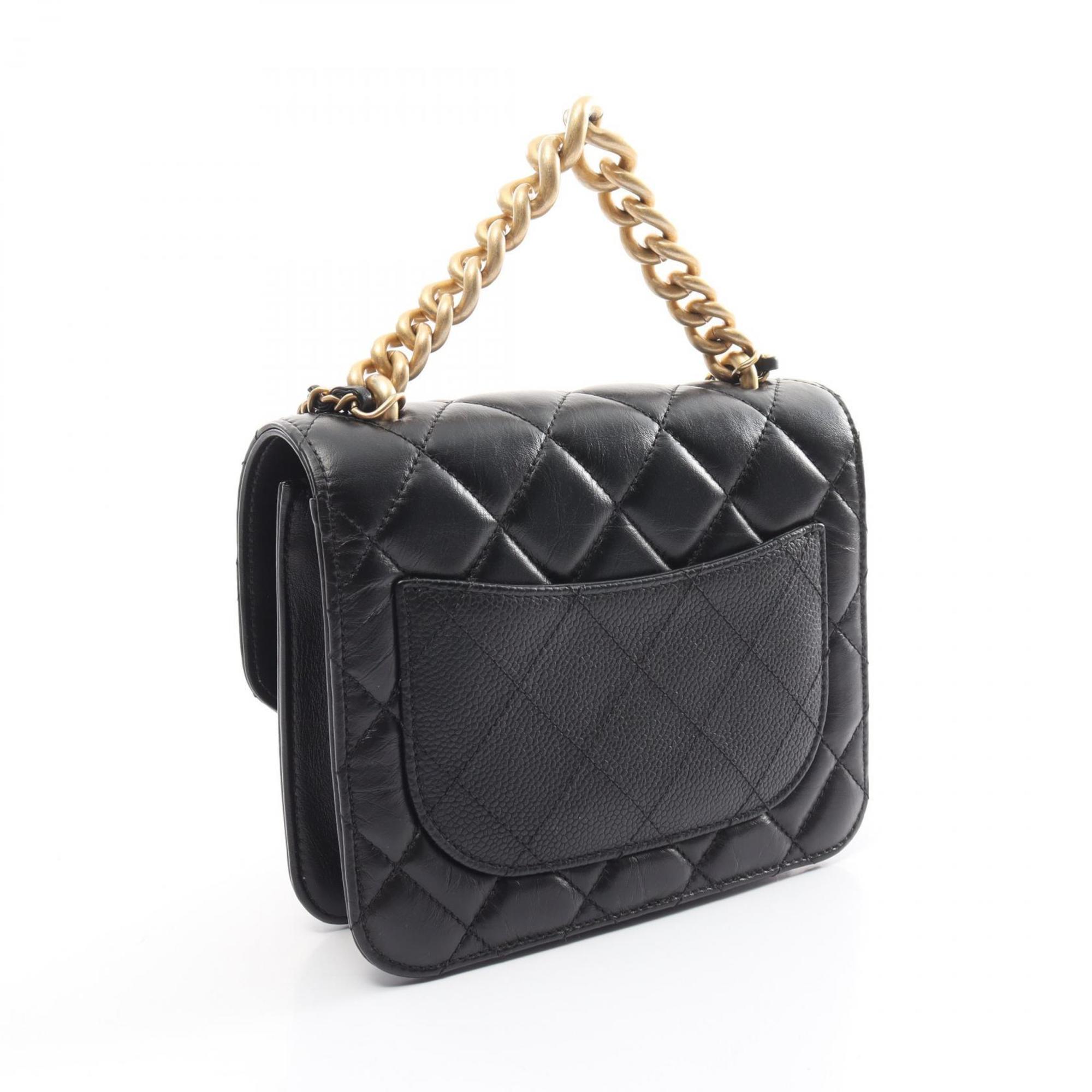 CHANEL Matelasse Shoulder Bag Leather Caviar Skin (Grained Calf) Women's Black AS0785