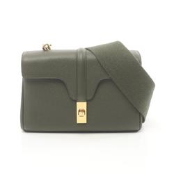 CELINE Teen Soft 16 Shoulder Bag, Leather, Women's, Green, 196853CR815KH