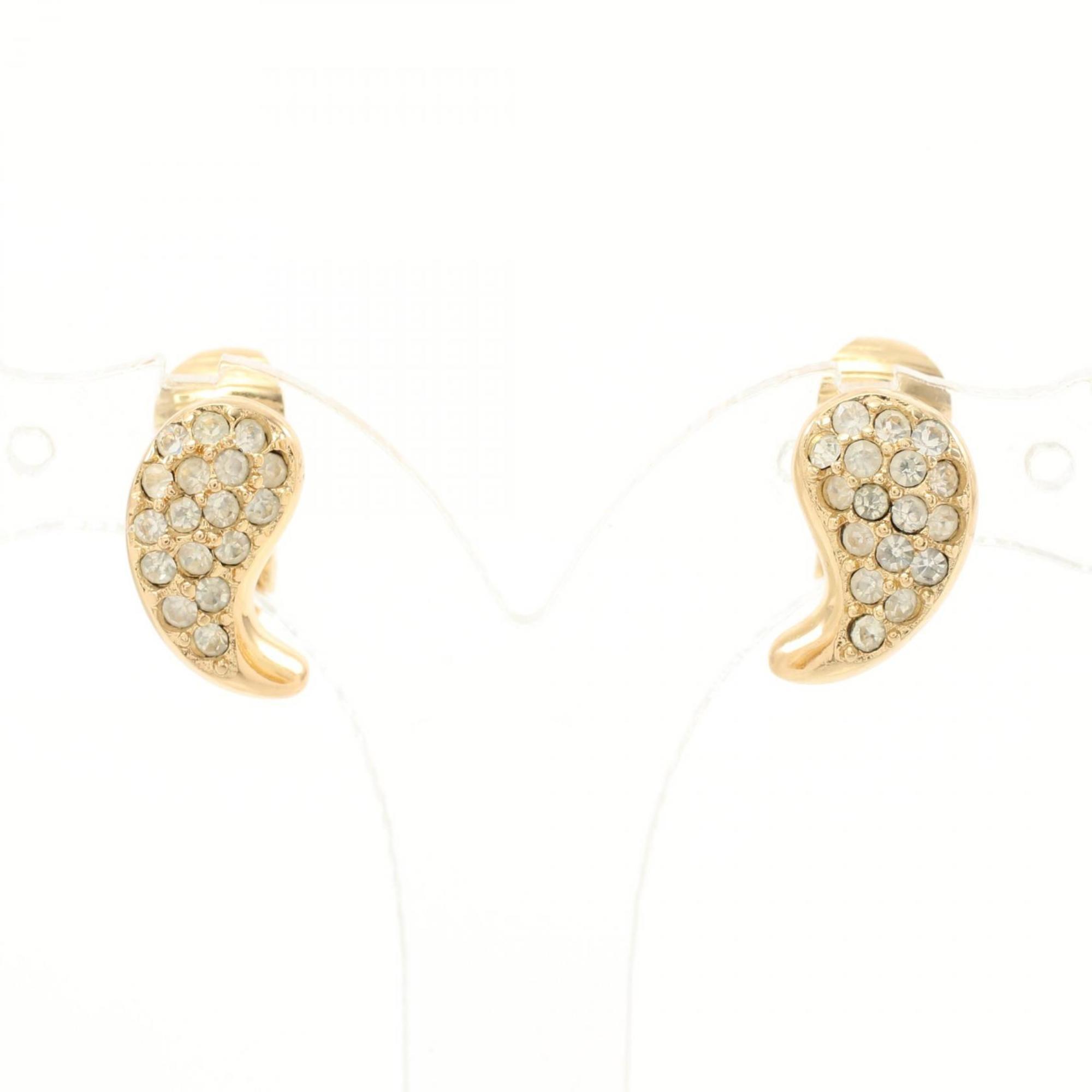 Christian Dior Dior Earrings GP (Gold Plated) Rhinestones Women's Gold Clear