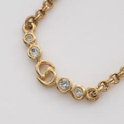 Christian Dior Dior CD Necklace GP (Gold Plated) Rhinestones Women's Gold Clear