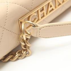 CHANEL Matelasse Handbag Bag Lambskin Women's Beige