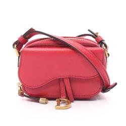 Christian Dior Dior SADDLE POUHI Saddle Pouch Shoulder Bag Leather Women's Red