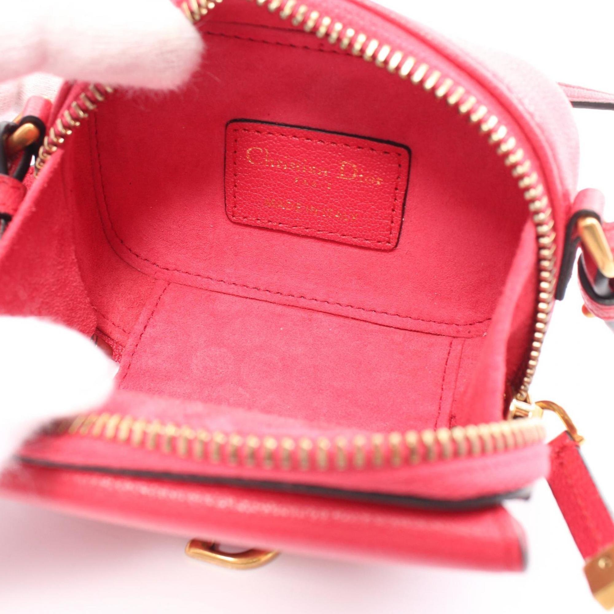 Christian Dior Dior SADDLE POUHI Saddle Pouch Shoulder Bag Leather Women's Red