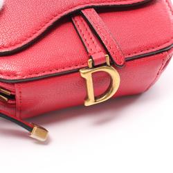 Christian Dior Dior SADDLE POUHI Saddle Pouch Shoulder Bag Leather Women's Red