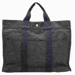 Hermes Air Line MM Black Leather Bag Tote for Men and Women