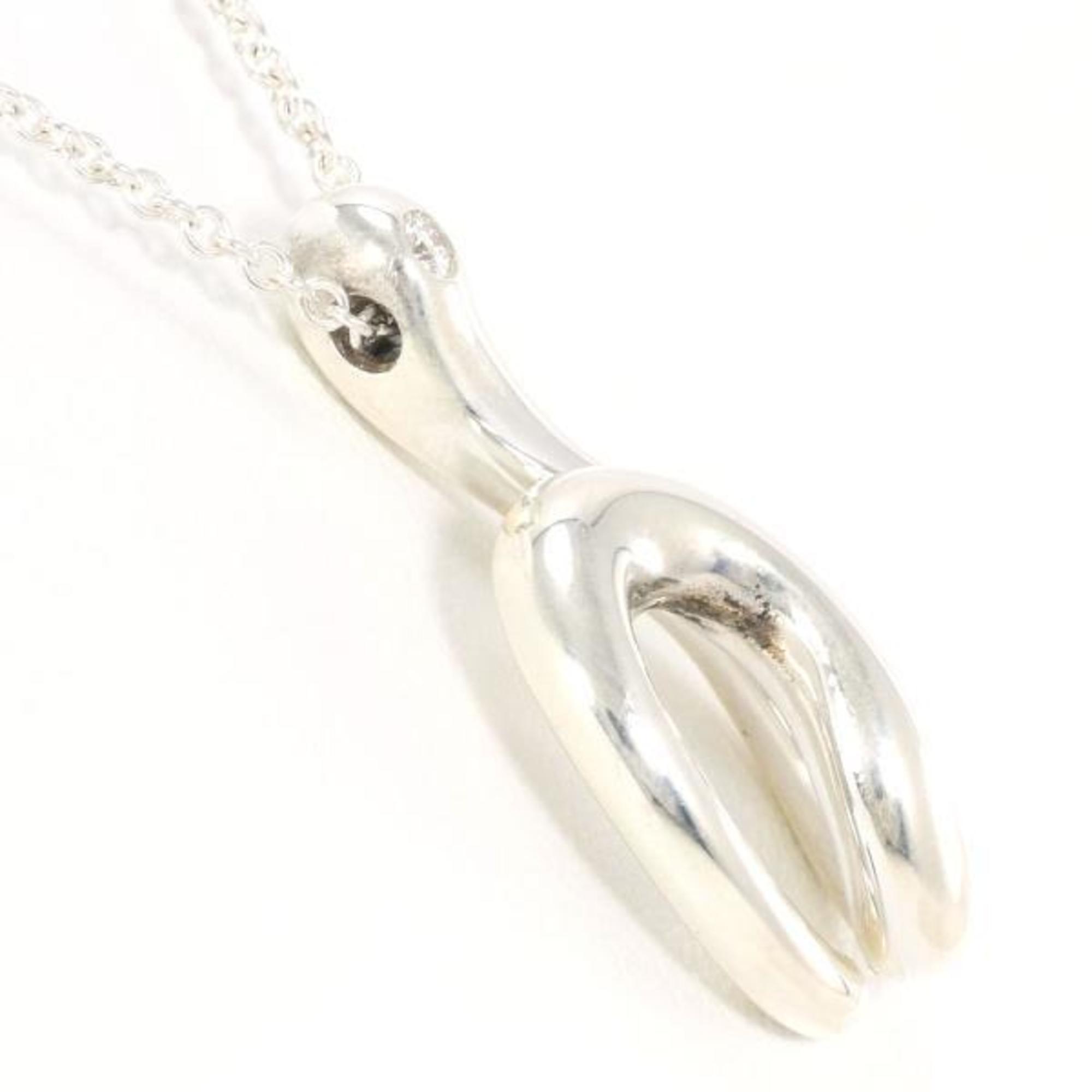 Tiffany open wave silver necklace with diamonds, total weight approx. 5.0g, 45cm