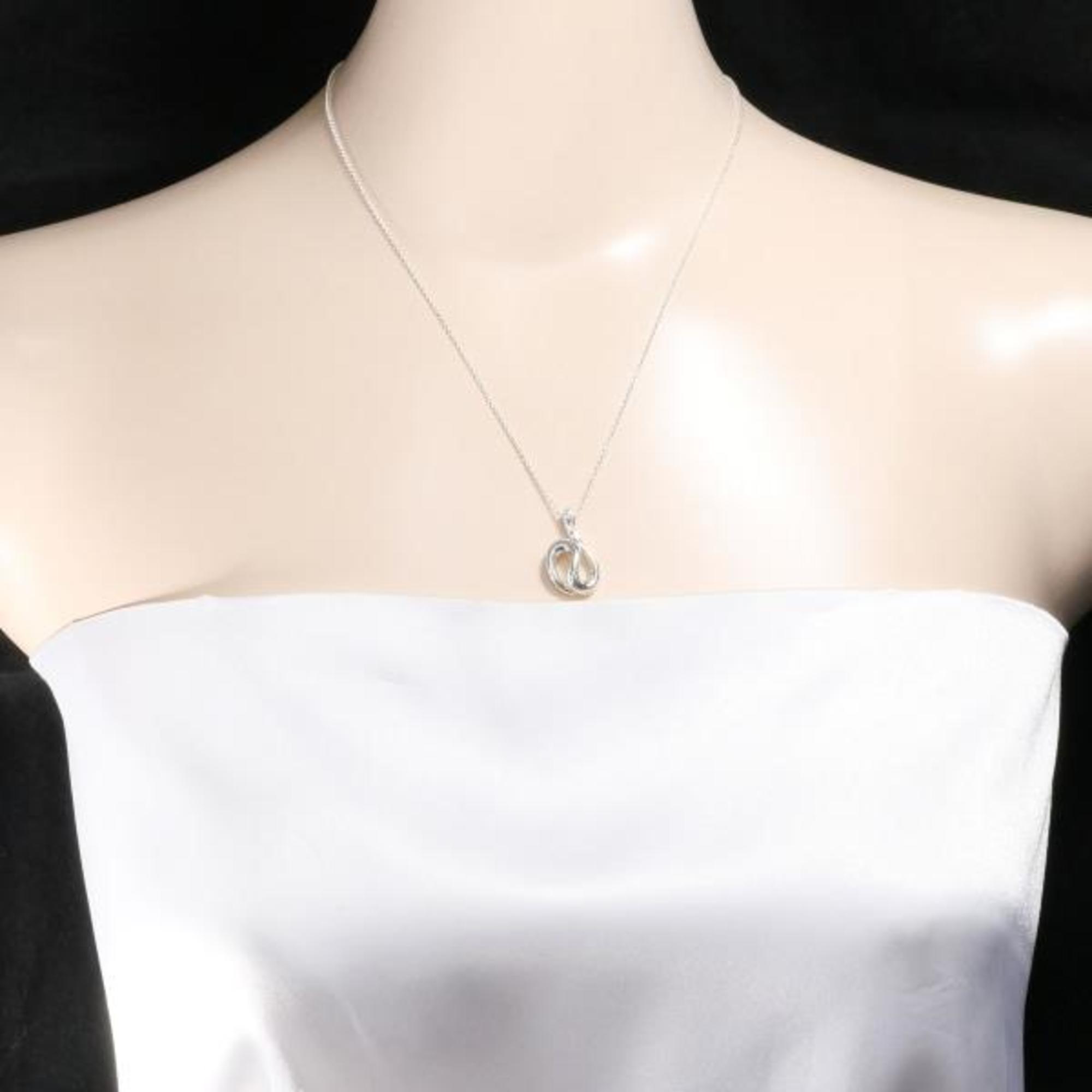 Tiffany open wave silver necklace with diamonds, total weight approx. 5.0g, 45cm