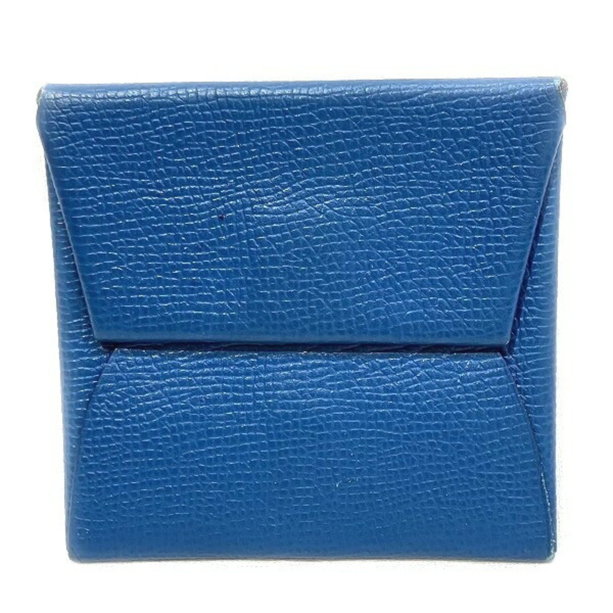 Hermes Bastia Chevre Blue Leather Wallet/Coin Case for Men and Women, Accessories