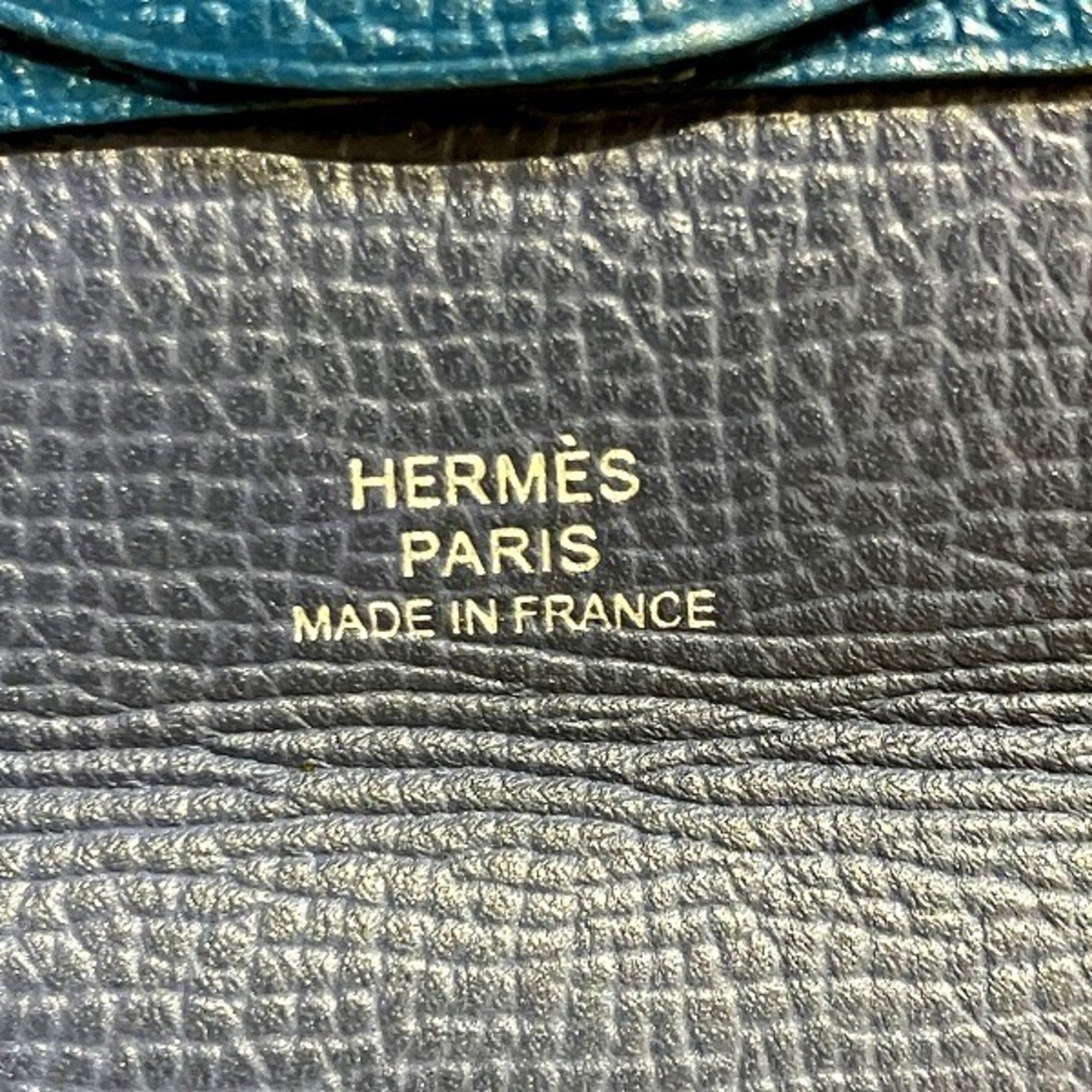 Hermes Bastia Chevre Blue Leather Wallet/Coin Case for Men and Women, Accessories