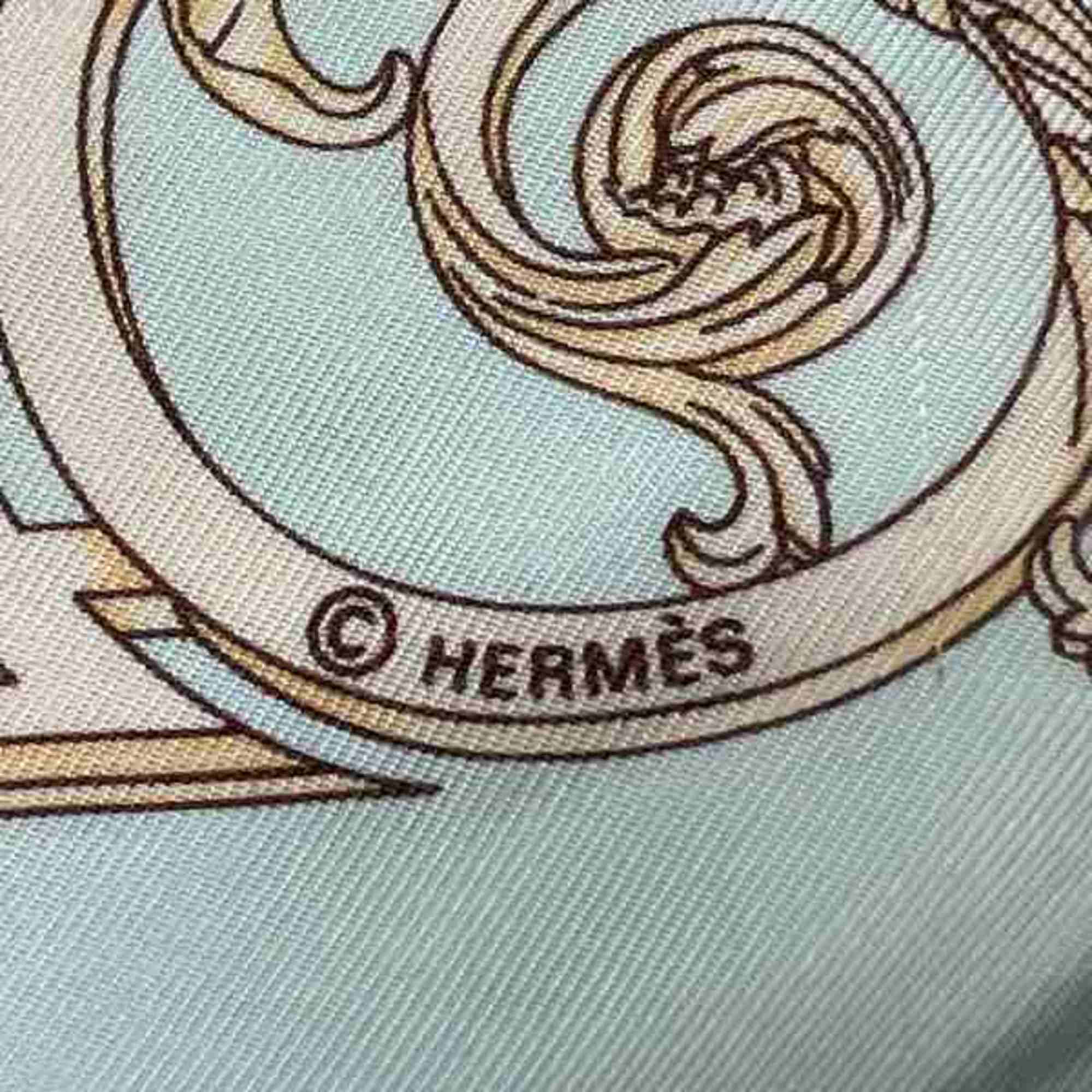 Hermes Carré 40 Tuileries Garden Mint Green Accessories Scarf Women's