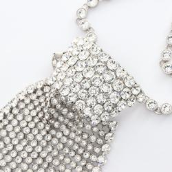 CHANEL Coco Mark Necklace Stainless Steel Rhinestone Women's Silver Clear