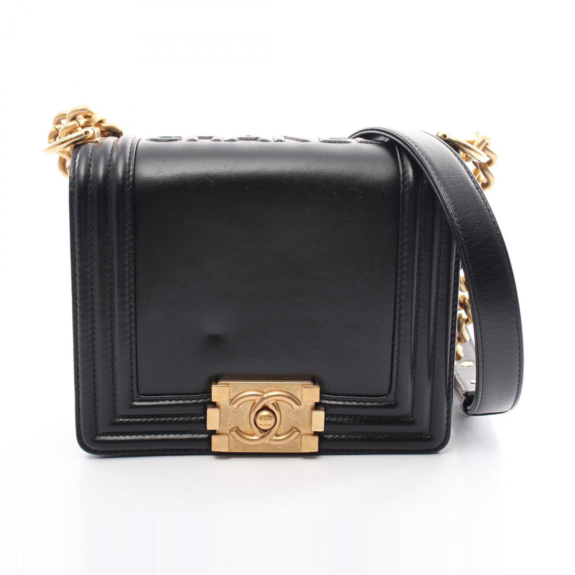 CHANEL Boy Chanel Shoulder Bag Leather Women's Black AS3018