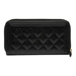 CHANEL Boy Chanel Round Long Wallet Calfskin (Cowhide) Women's Black