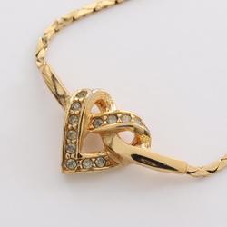 Christian Dior Dior Heart Necklace GP (Gold Plated) Rhinestone Women's Gold Clear