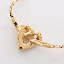 Christian Dior Dior Heart Necklace GP (Gold Plated) Rhinestone Women's Gold Clear