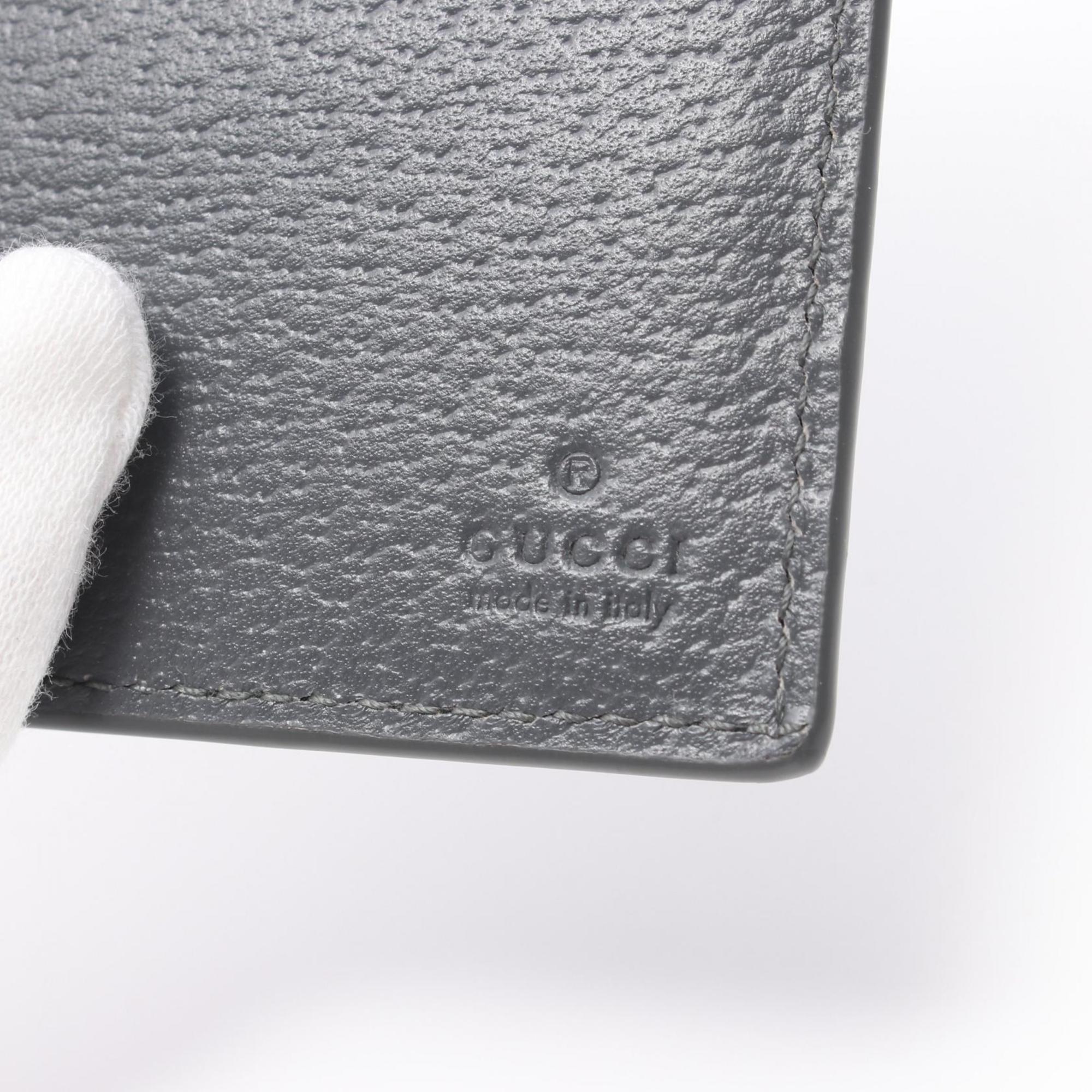 GUCCI Business Card Holder/Card Case, Coated Canvas, Men's, Gray, 768249FACQC1048