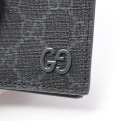 GUCCI Business Card Holder/Card Case, Coated Canvas, Men's, Gray, 768249FACQC1048