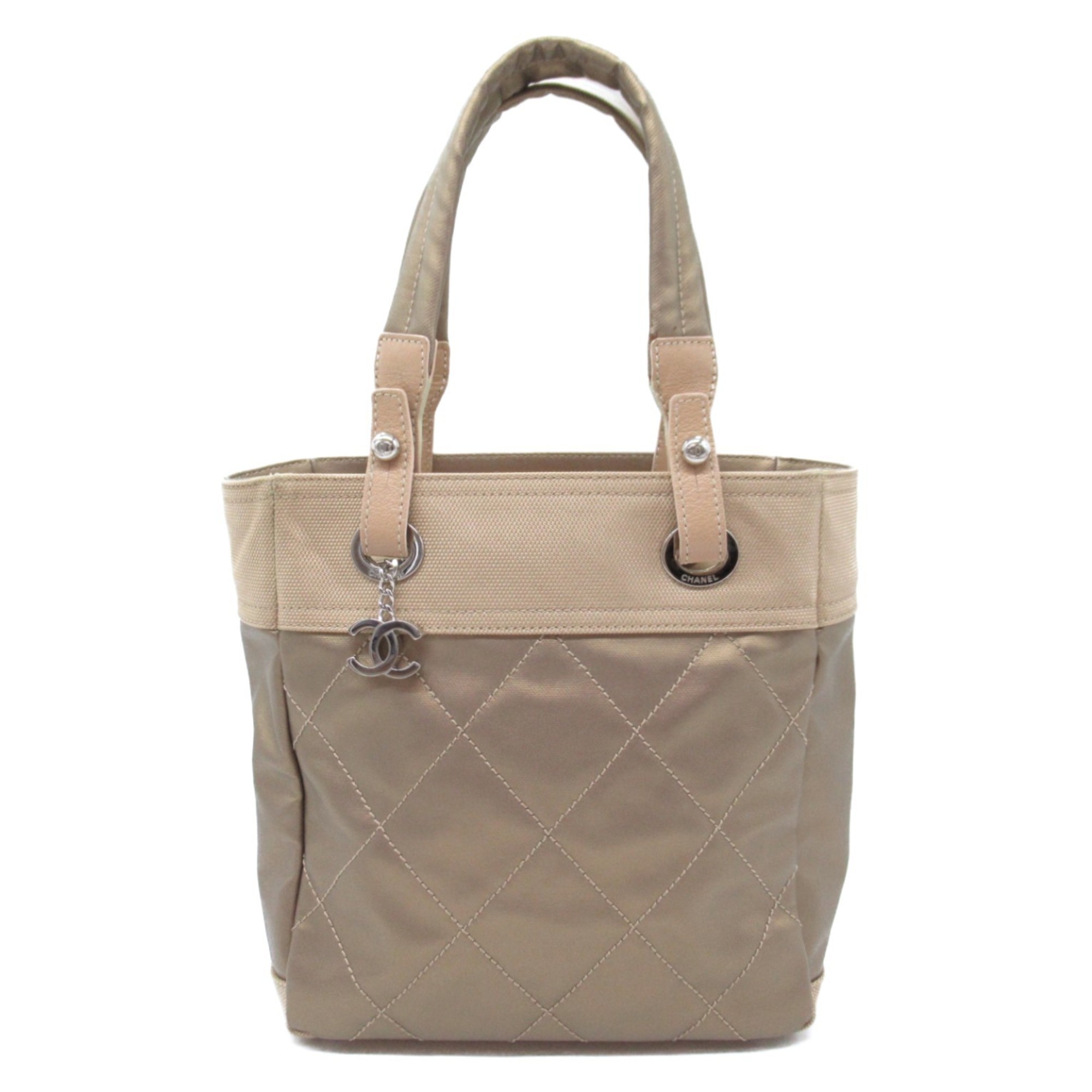 CHANEL Paris Biarritz Tote PM Bag Canvas Coated Women's Gold