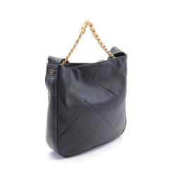 CHANEL Coco Mark Shoulder Bag Leather Women's Black AS2844