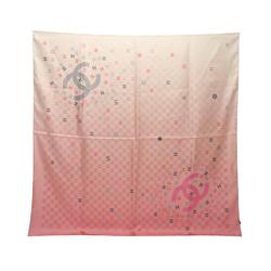 CHANEL Coco Mark Scarf Silk Women's Pink Multicolor