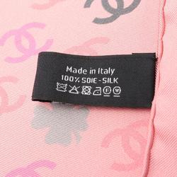 CHANEL Coco Mark Scarf Silk Women's Pink Multicolor