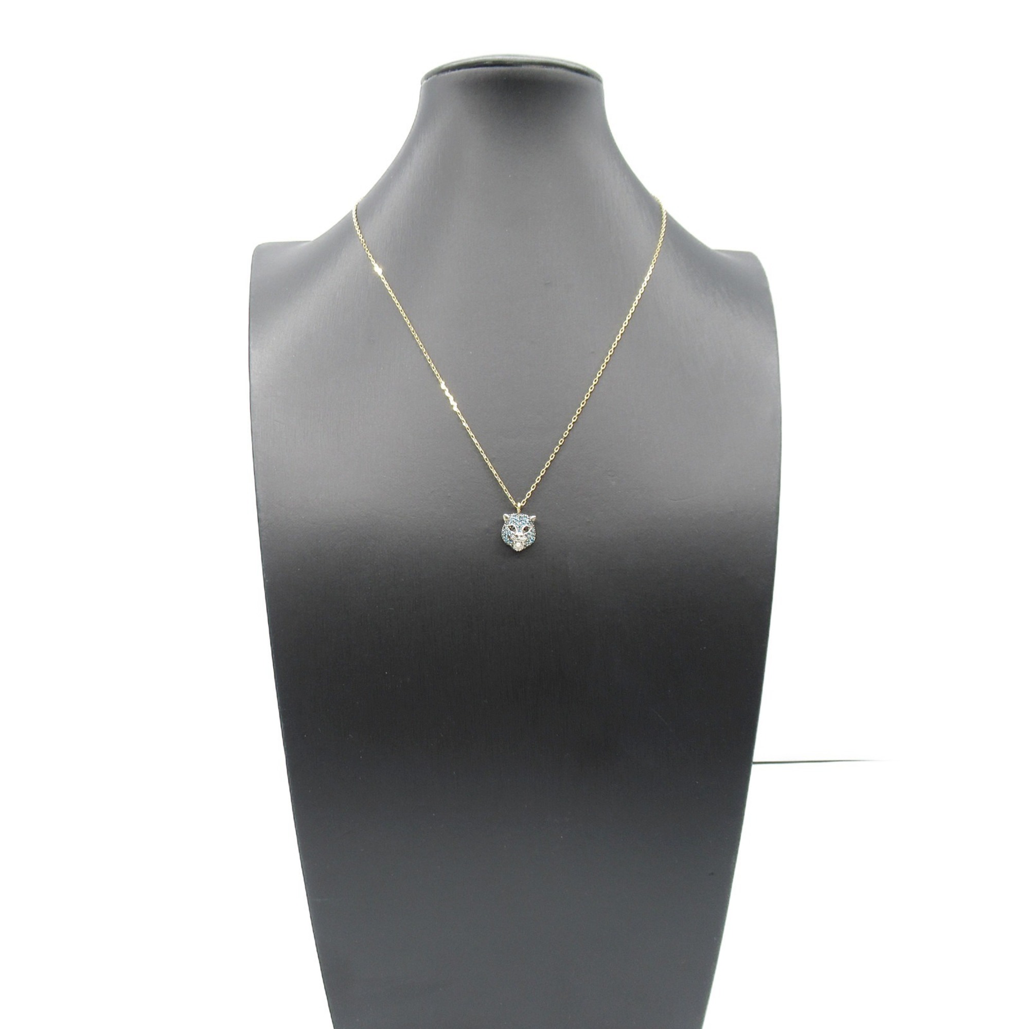 GUCCI Le Marche des Merveilles Necklace, K18 (yellow gold) and 925 silver, for women, blue