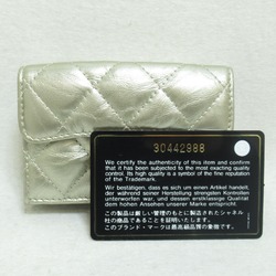 CHANEL 2.55 Tri-fold Wallet Leather Women's Gold Metallic