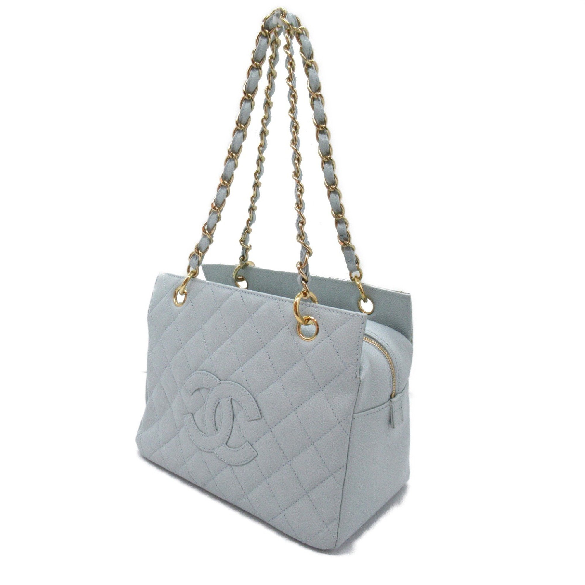 CHANEL Chain Shoulder Bag Caviar Skin (Grained Calf) Women's Blue Light