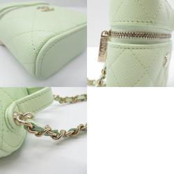 CHANEL Vanity Chain Shoulder Bag Caviar Skin (Grained Calf) Women's Green Light AP2503