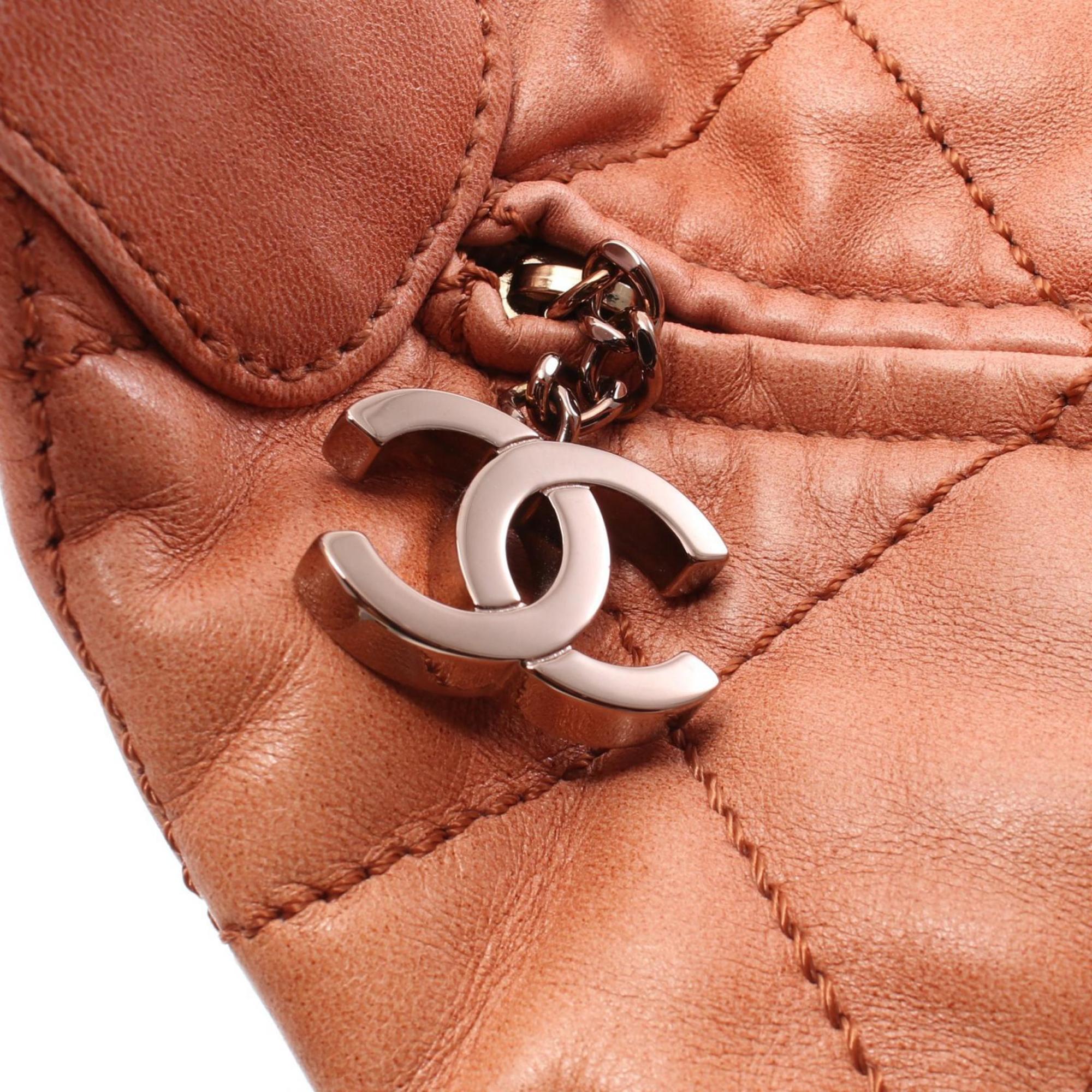 CHANEL On the Road Shoulder Bag Leather Women's Brown