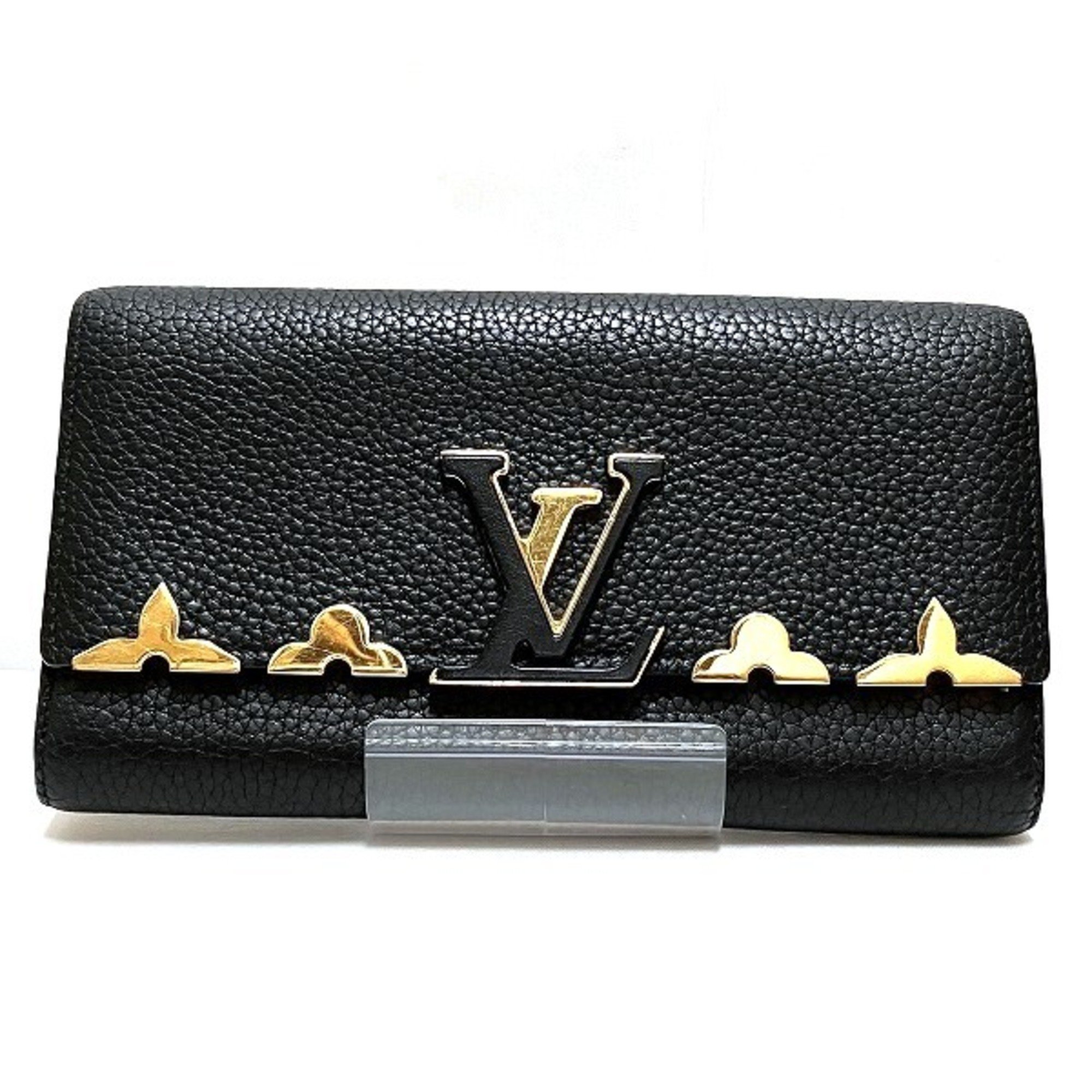 Louis Vuitton Taurillon Portefeuille Capucines M64551 Noir Long Wallet for Men and Women