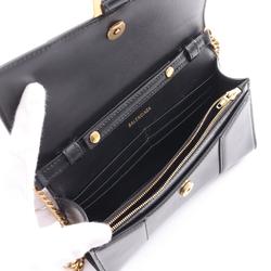 BALENCIAGA Hourglass Shoulder Bag Leather Women's Black 6560501QJ4M1000