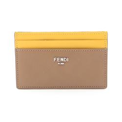 FENDI Shadow Business Card Holder/Card Case Leather Women's Brown 7M0347AJF4F1F2S