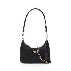 PRADA TESSUTO IMPUNTU Re-Edition 1995 Chain Re-Nylon Shoulder Bag Nylon Saffiano Leather Women's Black 1BC2042AOSF0002