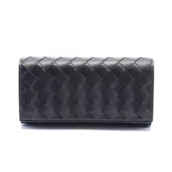 BOTTEGA VENETA Intrecciato Bi-fold Long Wallet Leather Women's Black 742936VCPP38425