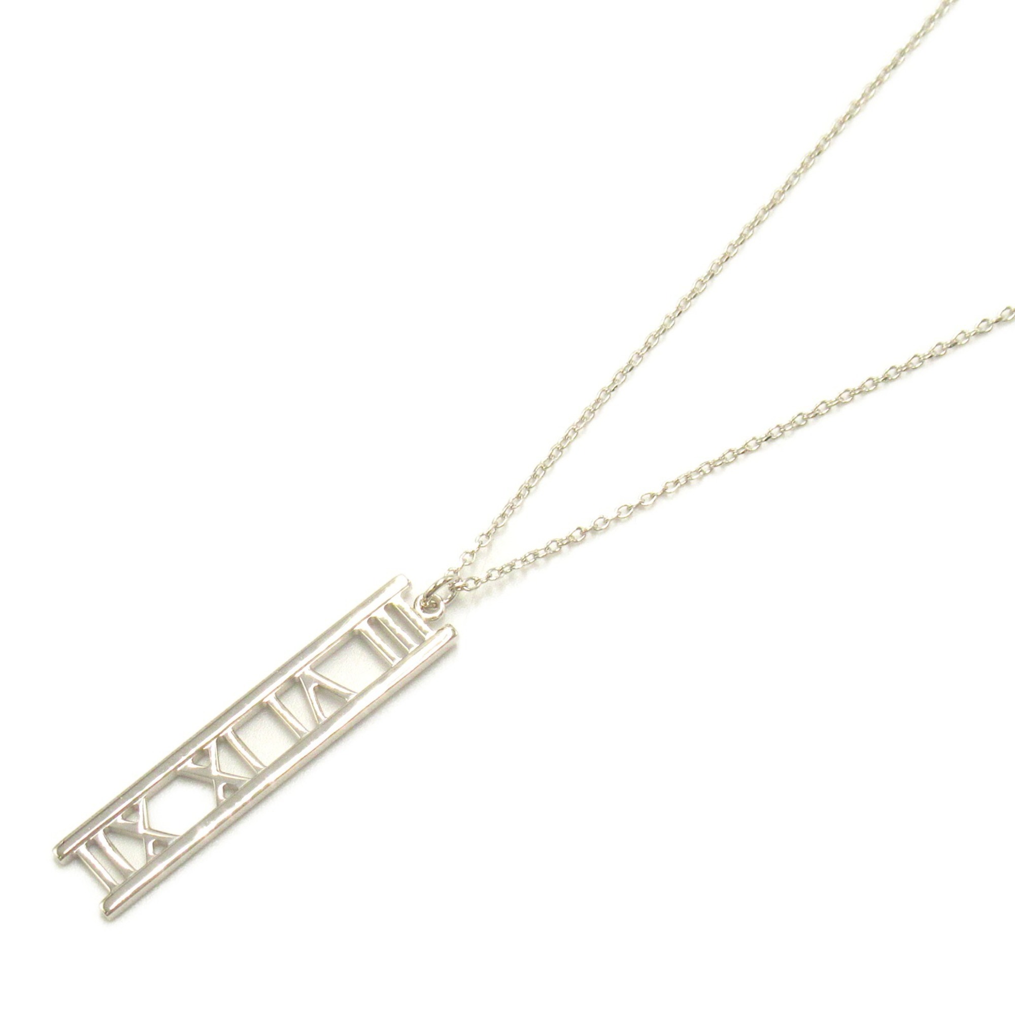 Tiffany & Co. Atlas Bar Necklace, K18WG (White Gold), Women's, Silver