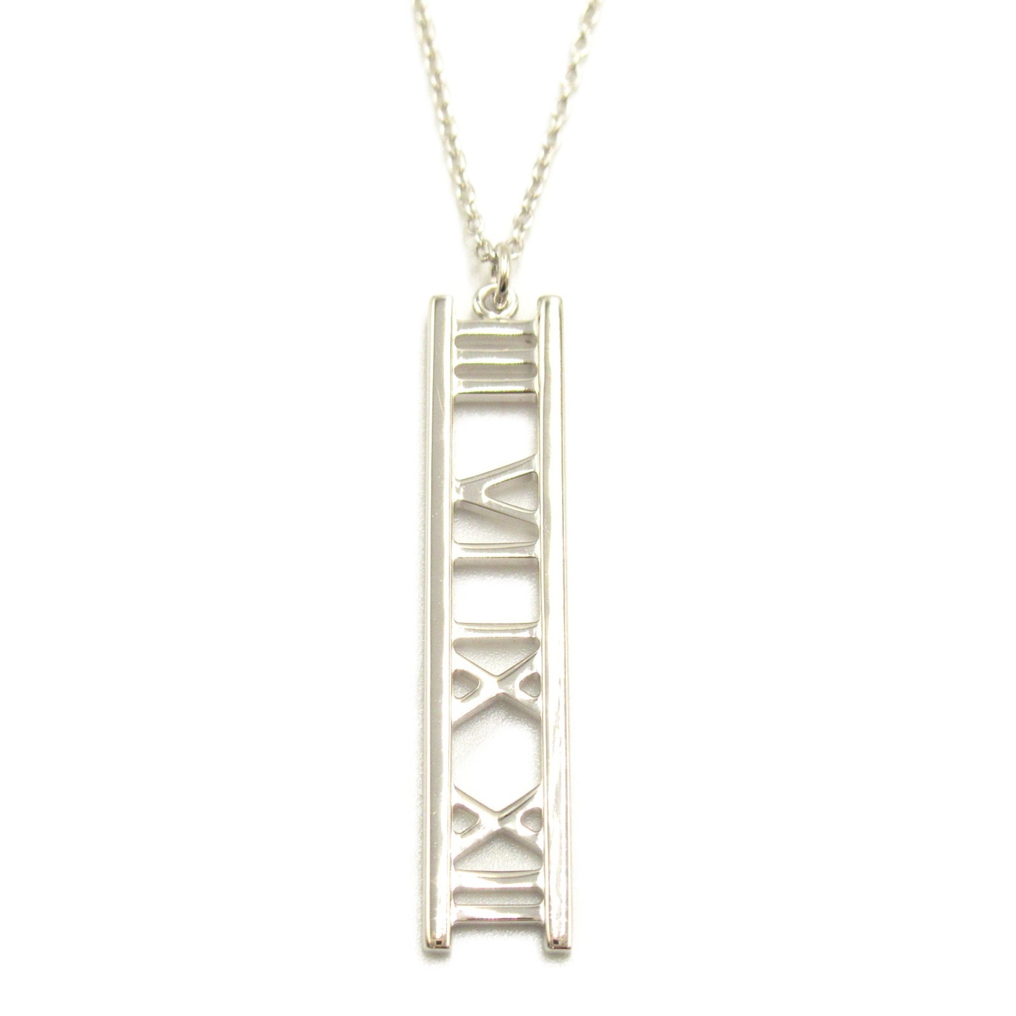 Tiffany & Co. Atlas Bar Necklace, K18WG (White Gold), Women's, Silver