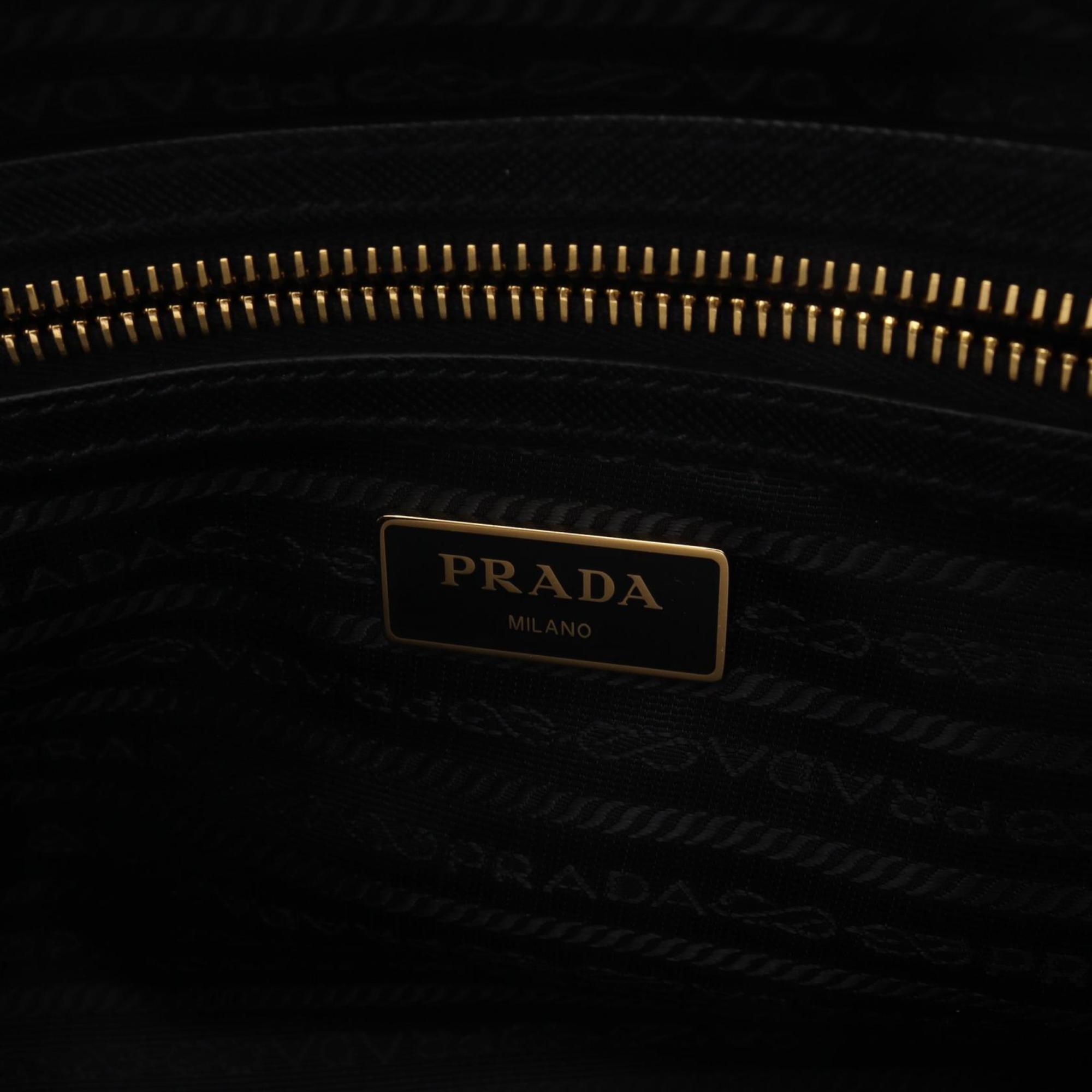 PRADA TESSUTO+SAFFIAN handbag, nylon, saffiano leather, women's, black, 1BB088