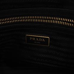 PRADA TESSUTO+SAFFIAN handbag, nylon, saffiano leather, women's, black, 1BB088