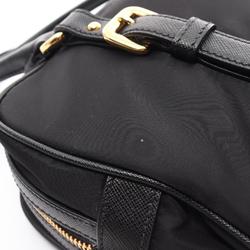 PRADA TESSUTO+SAFFIAN handbag, nylon, saffiano leather, women's, black, 1BB088