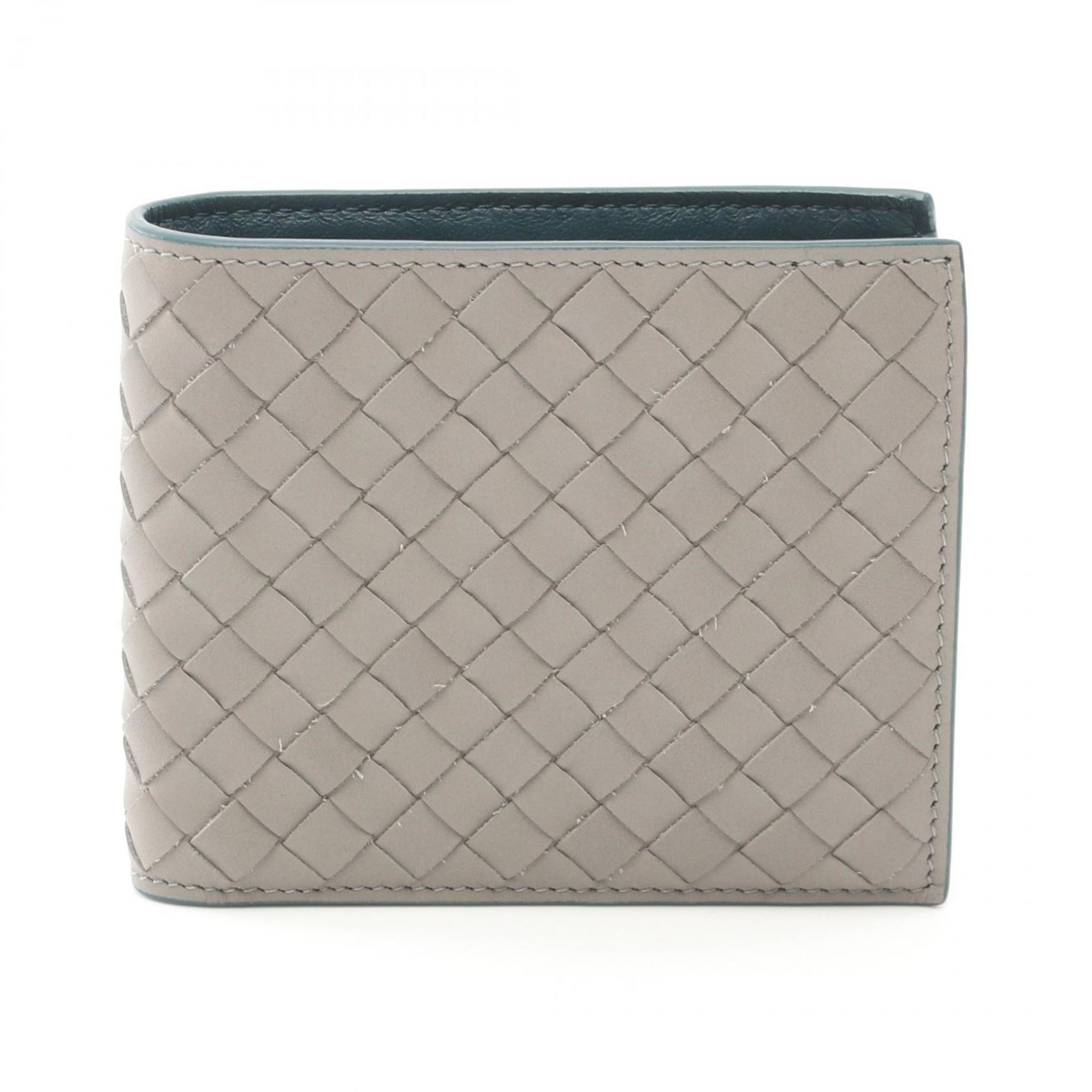 BOTTEGA VENETA Intrecciato Bi-fold Wallet Leather Men's Grey