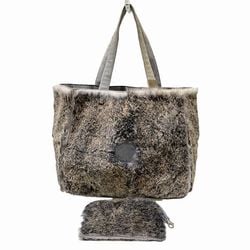 CHANEL Lapin Coco Mark Rabbit Fur Bag Tote Handbag Women's