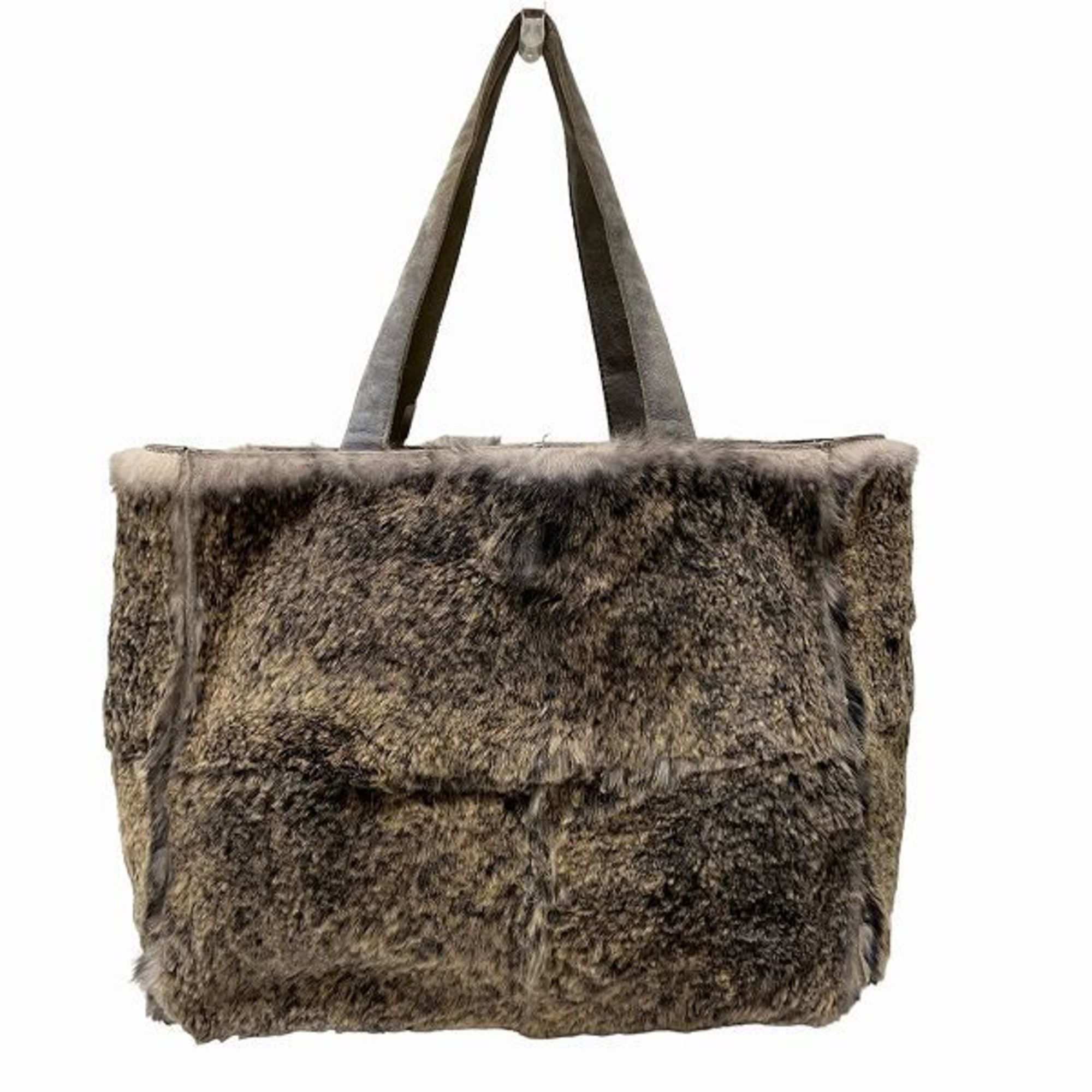 CHANEL Lapin Coco Mark Rabbit Fur Bag Tote Handbag Women's